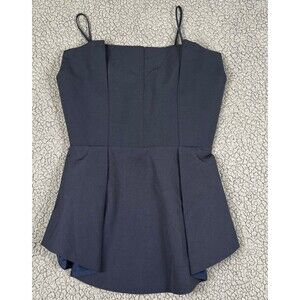 C/MEO Collective Top Bustier Women Small Sleeveless Corset With Boning Navy Blue